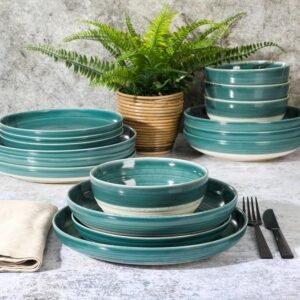 16-Piece Stoneware Dinnerware Set (Double Bowl)