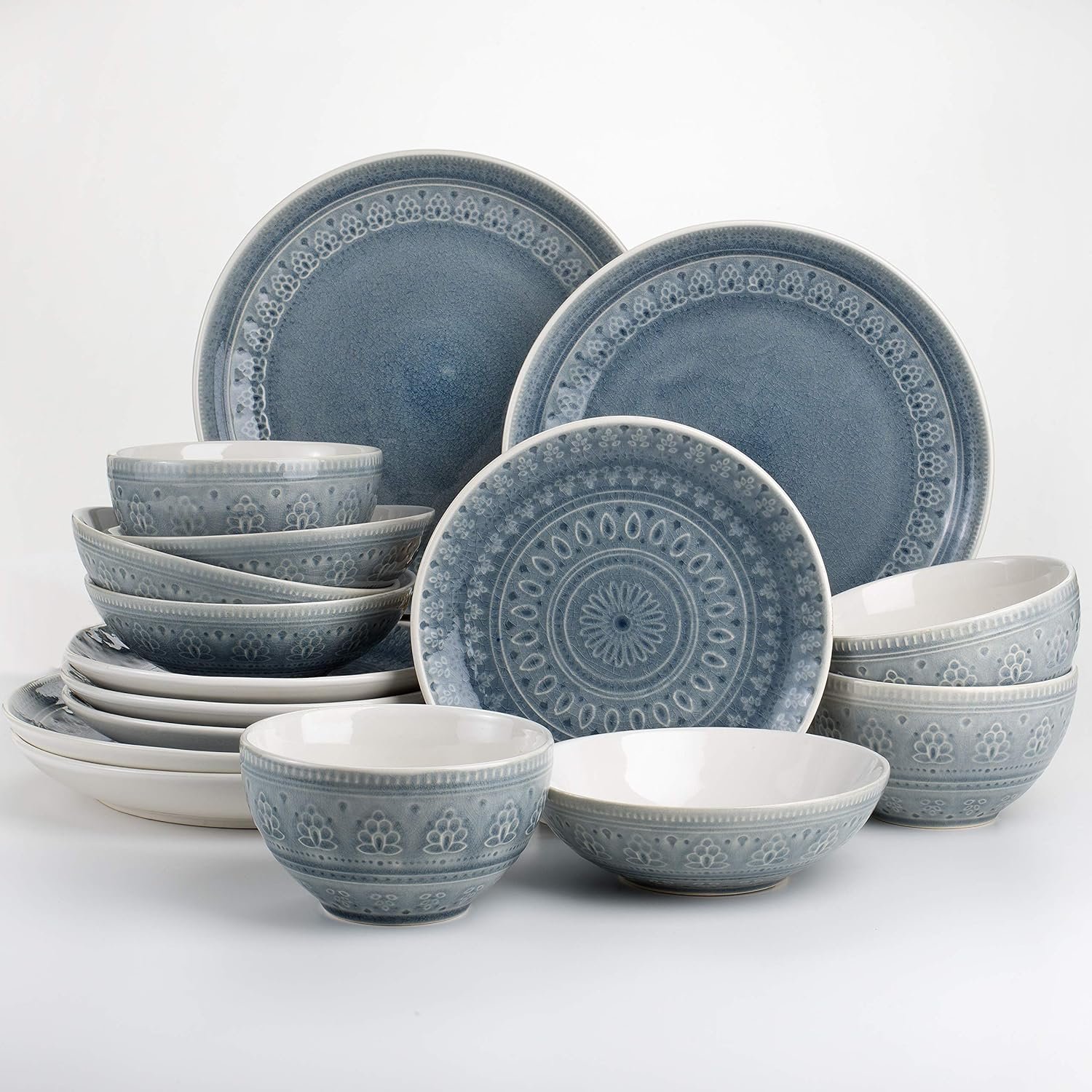 Stoneware Dinnerware Set with Double Bowl Configuration